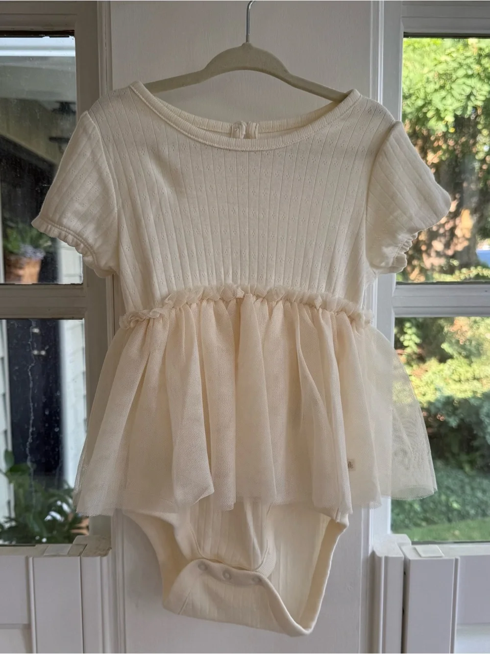 GAP Cream Tulle Peplum Baby Dress Bodysuit 18-24M